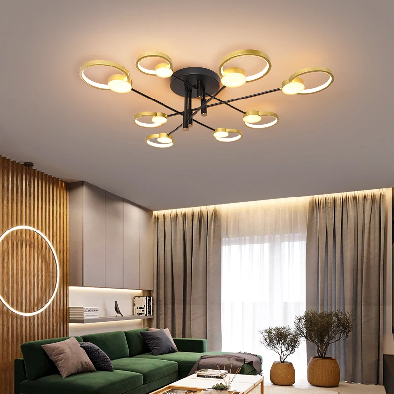 

LED chandelier with remote control Living room Bedroom Designer chandelier circle ring gold chandelier lighting