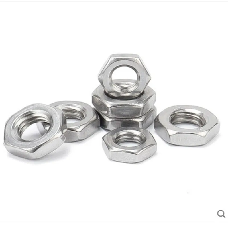 2/50pcs M2 M2.5 M3 M4 M5 M6 M8 M10 M12 M14 M16 304 A2-70 Stainless Steel Flat Hex Hexagon Thin Nut Jam Nut DIN439 GB6172