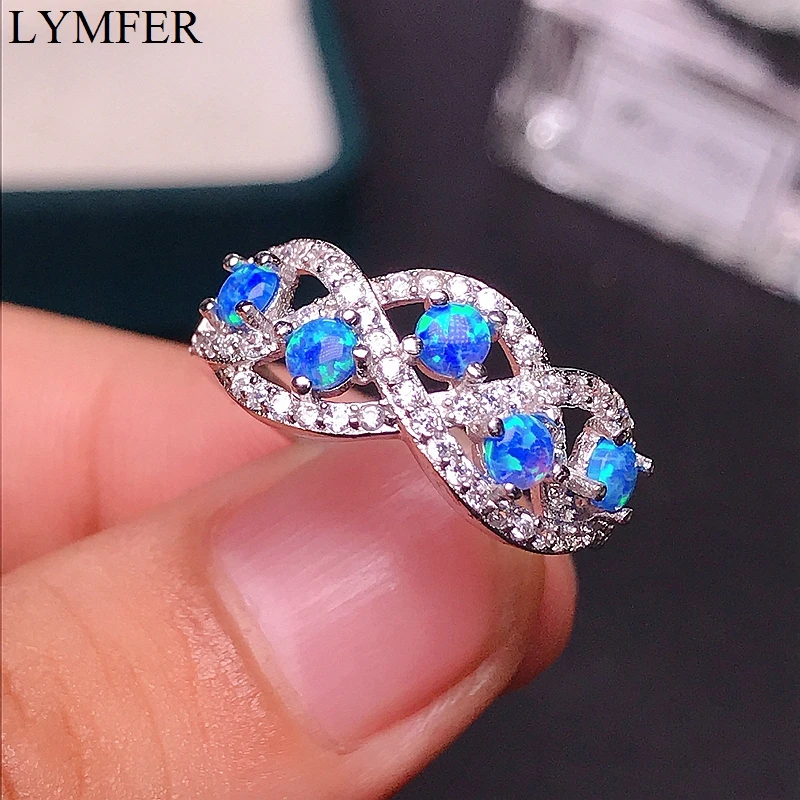 

New women's blue Opal Ring 925 Sterling Silver fire color strong special promotion