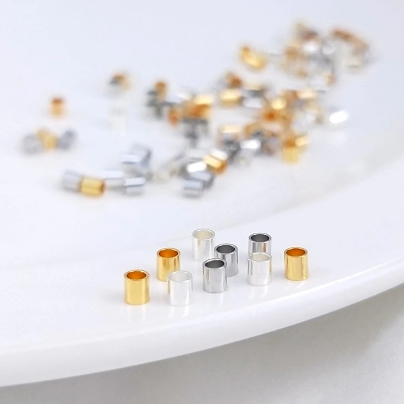 

2MM Color Retention Real Gold Plated Copper Snap End Beads Clip Buckle Positioning Crimps DIY Jewelry Making Accessories