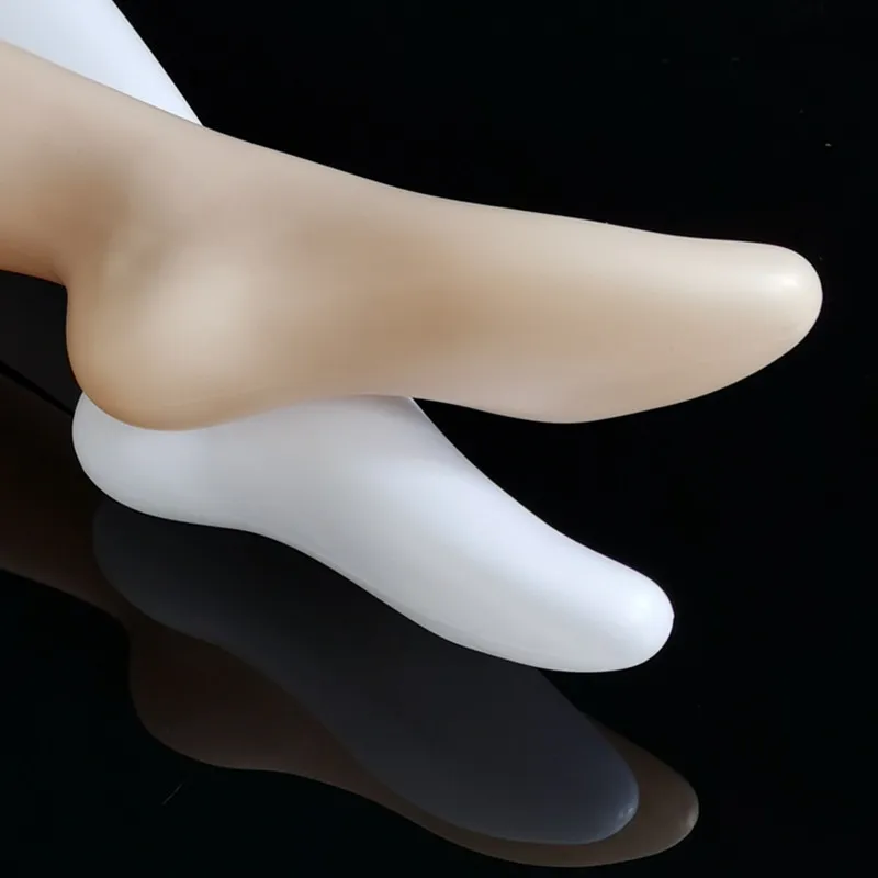 Women\'s Leg Model Display Plastic Mannequin To Knee Leg Model Inverted Medium Length Socks Display Props White / Skin Color