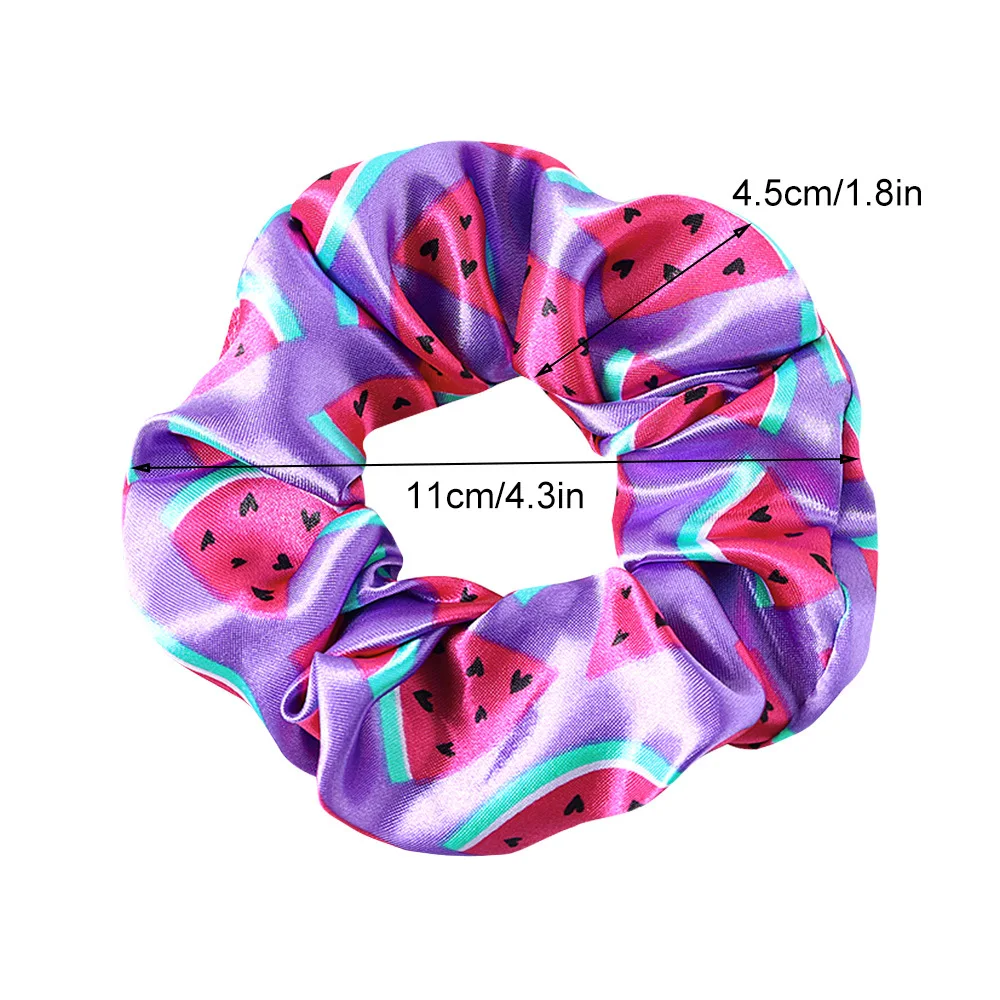 New Satin Printed Flower Floral Scrunchie Women Girls Elastic Hair Rubber Bands Accessories Tie Hair Ring Rope Holder Headdress