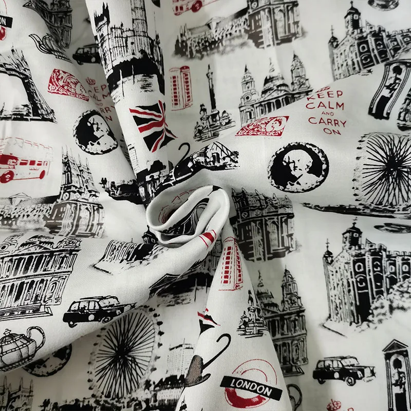 Good England Style 100%Cotton Fabric British London Street Scenery Digital printing Cloth  DIY Sewing Children Clothing Dress