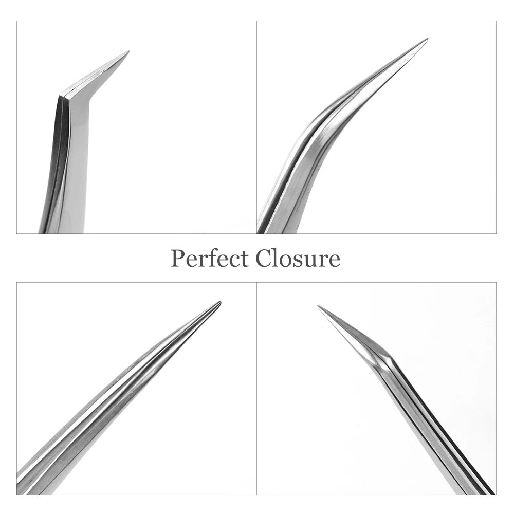 1PC Curved Straight Stainless Steel Eyelashes Extensions Tweezers Eyelash Tweezers Eyebrow Tweezers Holder Professional Makeup