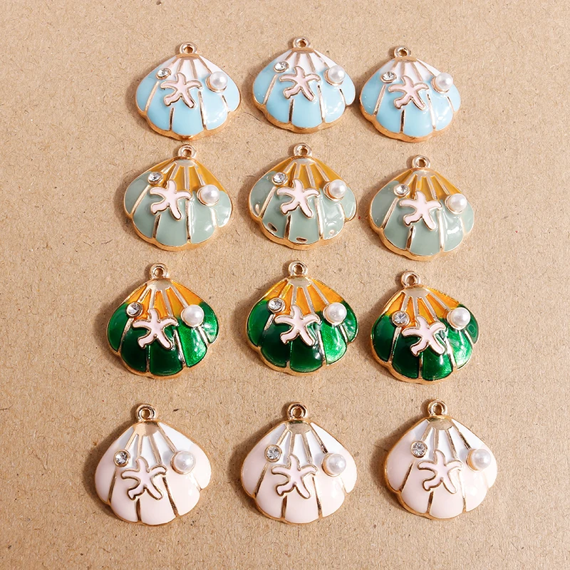 10 teile/los niedlichen Meeres lebewesen Charms für Schmuck machen Emaille Seestern Muschel Charms Anhänger DIY Halskette Ohrringe Geschenk zubehör – Detail 11