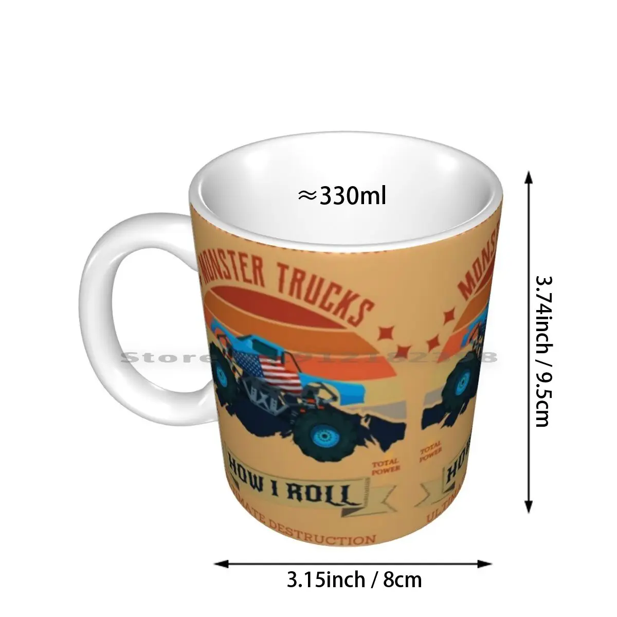 Monster Trucks How I Roll Ceramic Mugs Coffee Cups Milk Tea Mug Havefun43 Monster Trucks Funny Monster Trucks Cool Monster