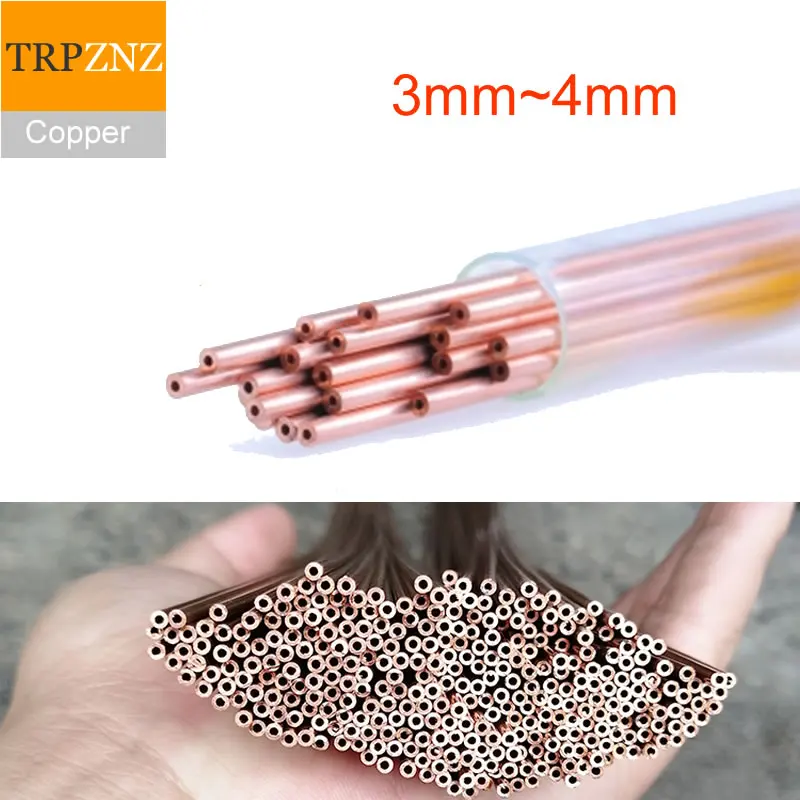 

T2 copper Micro tube outer diameter 3mm-4mm wall 0.2~1mm Thin wall Hollow Capillary copper pipe Hard straight tube