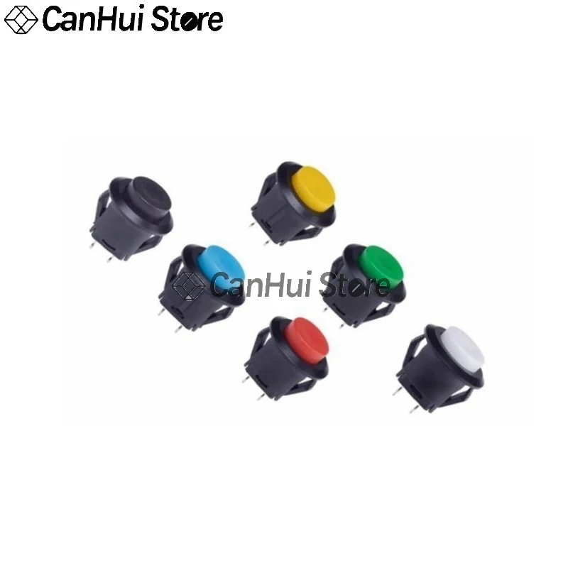 2PCS Power Button Switch DS-500 open hole 14MM Snap on type Self-reset switch Red Green Blue Yellow Black White