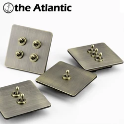 Vintage Toggle Light Switch Retro Wall Power Socket Outlet Lamp Light Solid Lever RJ45 TV EU France Plug Brushed Metal Bronze