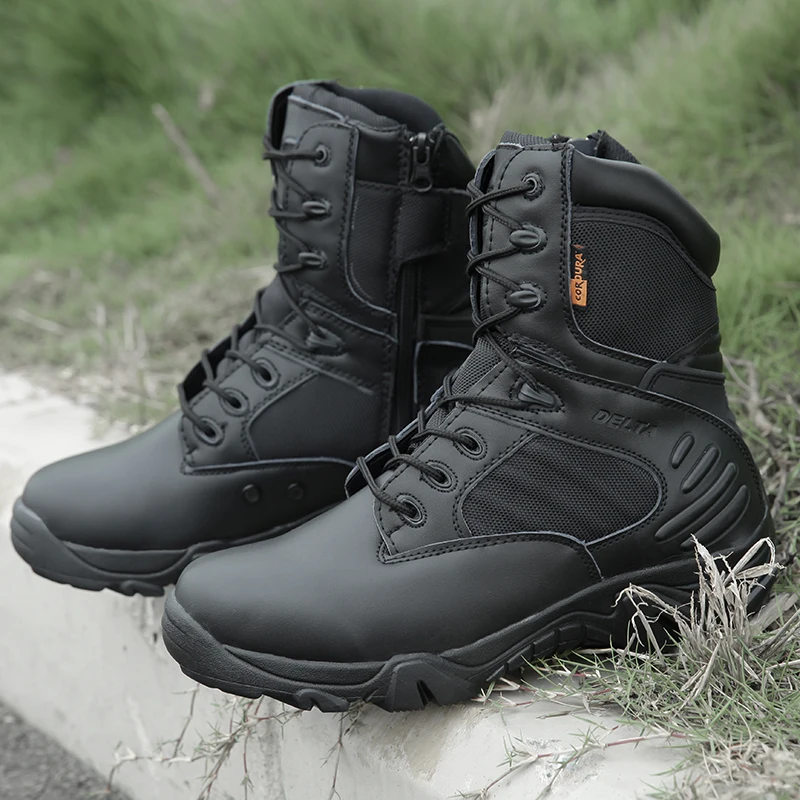 Plus Size Eu 37-47 Military Tactical Male Boots Outdoors Climbing Special Force Leather Waterproof Desert Combat Army Work Shoes