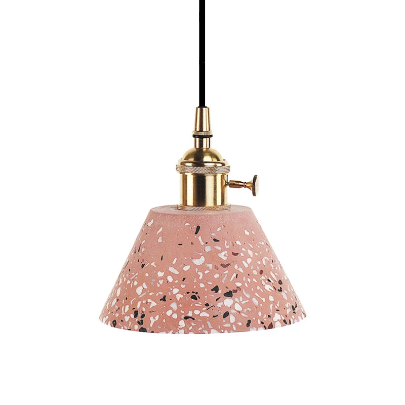 

E27 Terrazzo Copper Pendant Light Nordic Modern Simple Creative Living Room Bedroom Bedside Hanging Lamp for Hotel Bar Cafe Shop