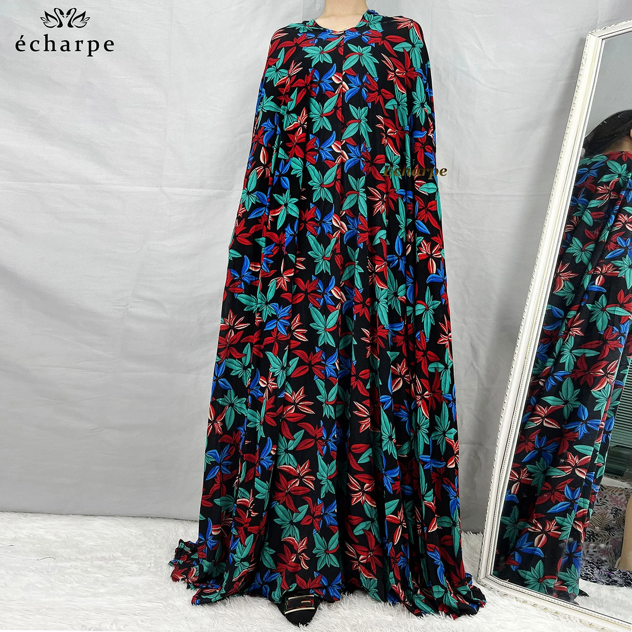 Sleeveless Pullover Dress 1 Piece Set Women Prayer Garment Dubai Abaya Arab Jibab Flowers Djellaba Femmel Khimar Caftan Clothes