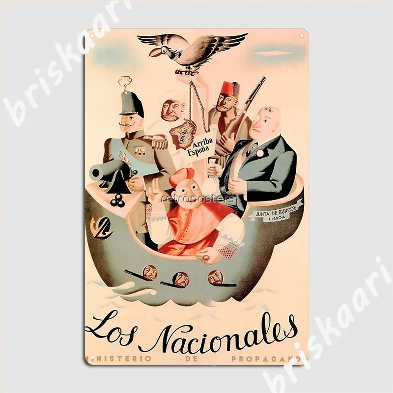 Los Nacionales Spanish Civil War Government Propaganda Poster Dated 1936 Metal Sign Funny Painting Décor Tin Sign Posters