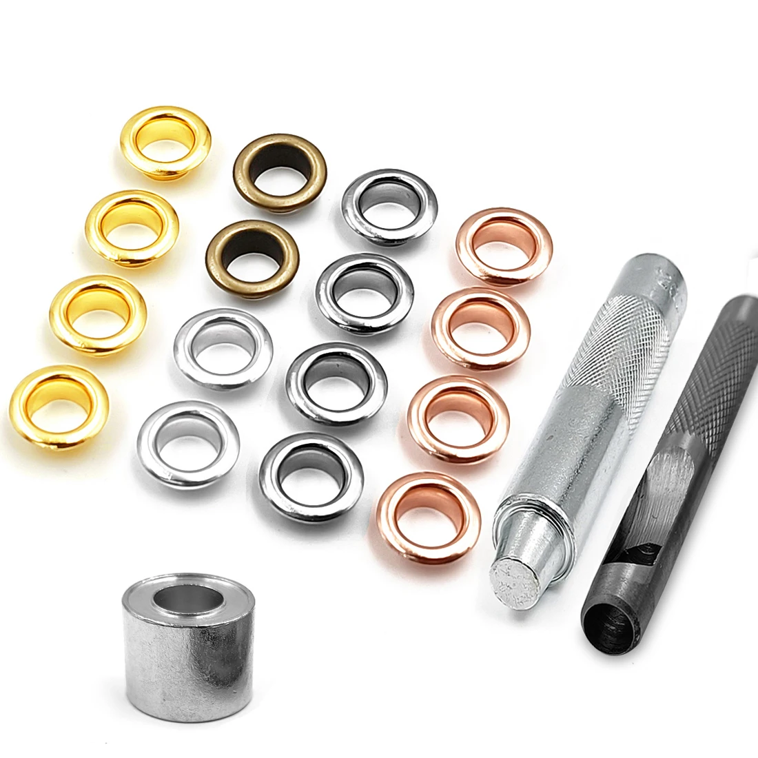 50pcs 8mm foro occhielli in metallo passacavi con rondella Punch Set strumento fai da te accessori in pelle abbigliamento scarpe cintura tappo borsa