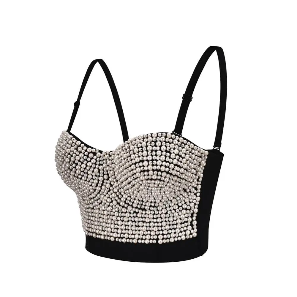 Fashion Women Steampunk Bra With Beading Push Up Sexy Bralette Stage Wear Halloween Costumes High Street Bras Top For Women