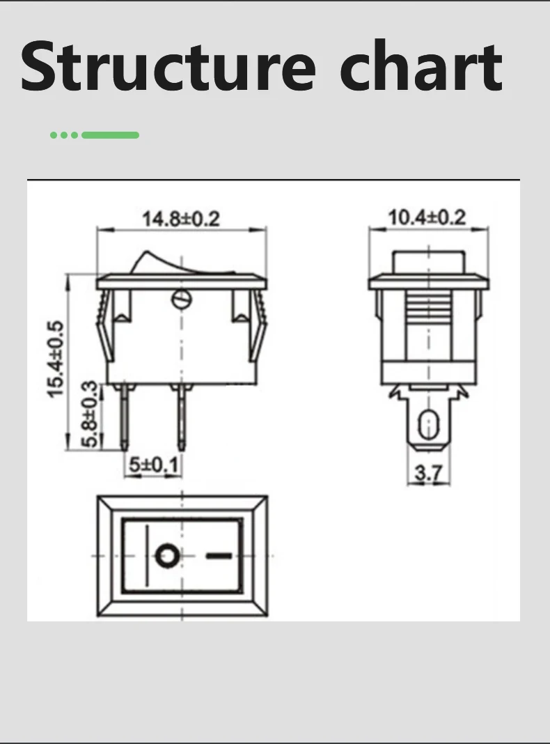 30 Pces Boxed Knop Schakelaar 10X15Mm Spst 2pin 3a 250V Kcd11 Snap-In Rocker Switch on/Off 10Mm * 15Mm Zwart Rood En Wit