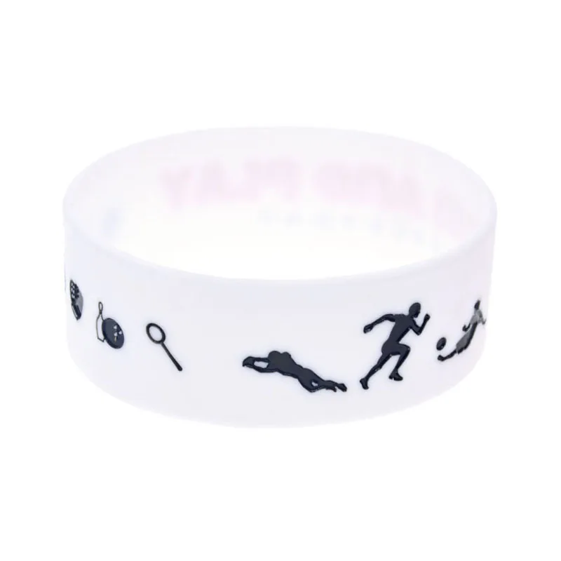 25 Stück Run and Play Silikonkautschuk-Armband, 2,5 cm breit, Sport-Geschenkarmreif – Detail 8