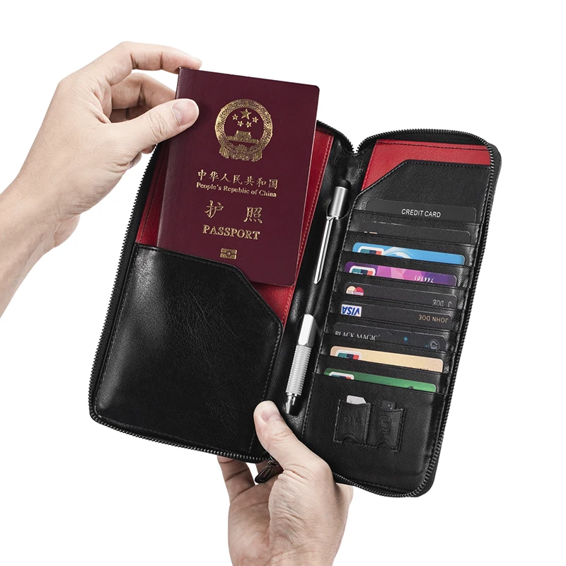 Passport Holder Travel Wallet Leather Men Wallets ID Credit Card Holder RFID Passport Cover Wallet Male Money Bag CardHolder