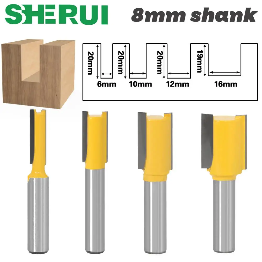 1pc 8mm Shank Wood Straight Knife Corner Router Bit Trimmer Cleaning Flush Milling Cutter Edge Woodworking Bit