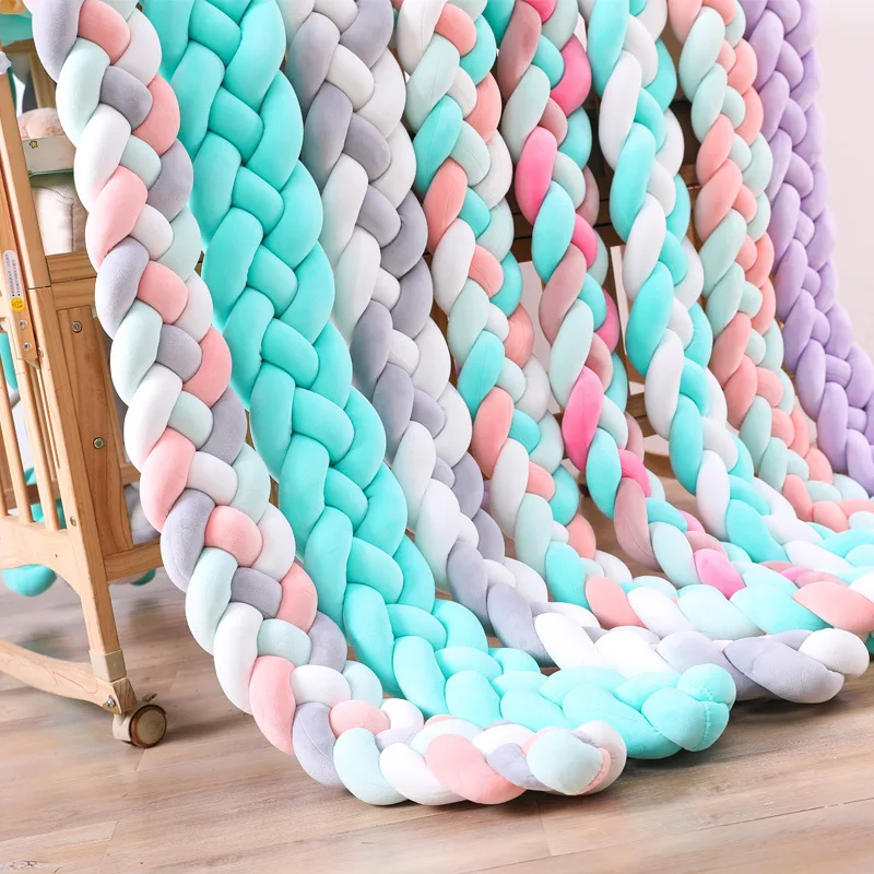 2019 New 4-FL 3M Multiple Colors Long Knot DIY Preparation Pillow Baby Bed Anti-collision Bed Fence Baby Room Decor Bed Bumper