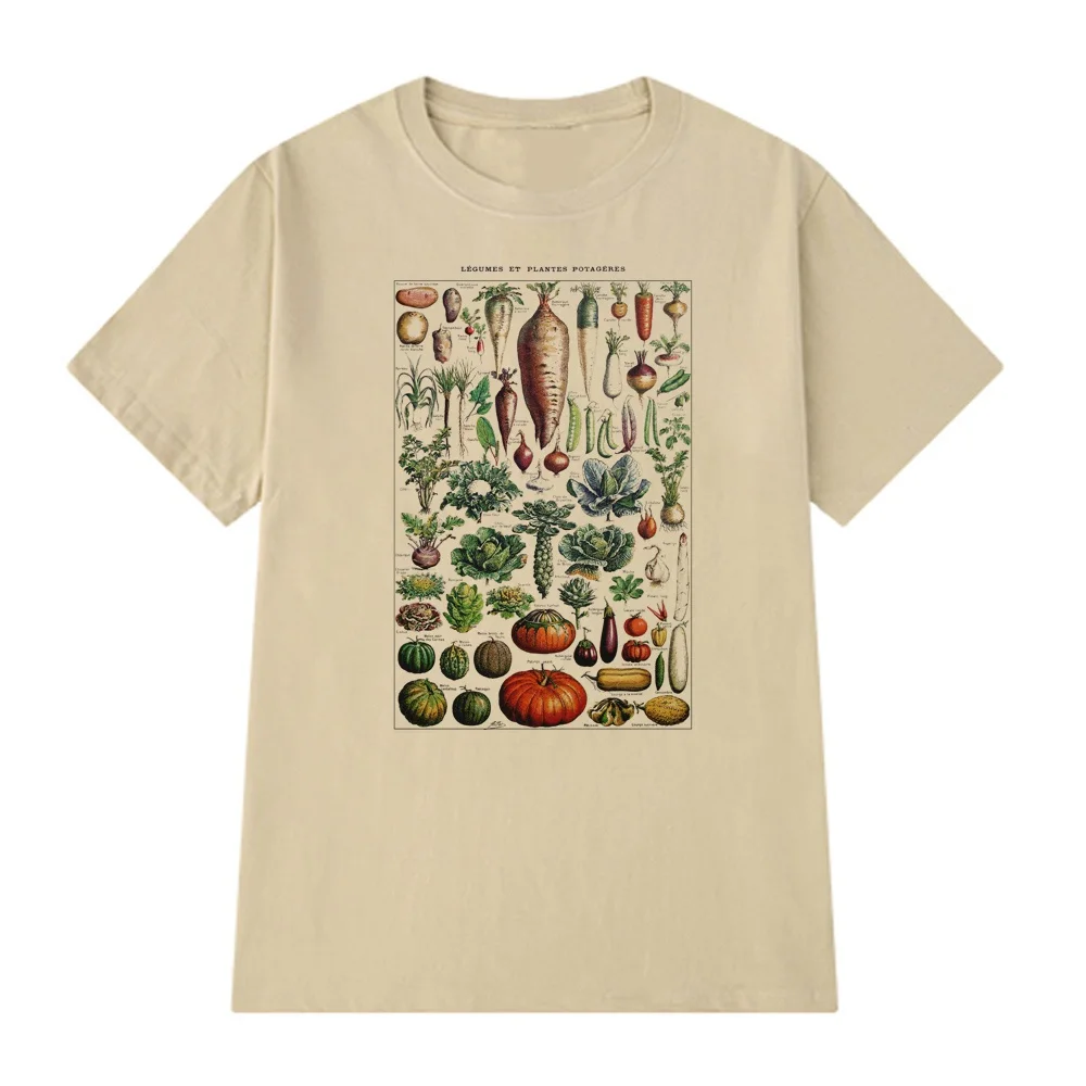 Casual kwiatowy Print Top Vintage ilustracja warzyw T-Shirt śliczne estetyczne graficzne kobieta koszulki Cottagecore ubrania