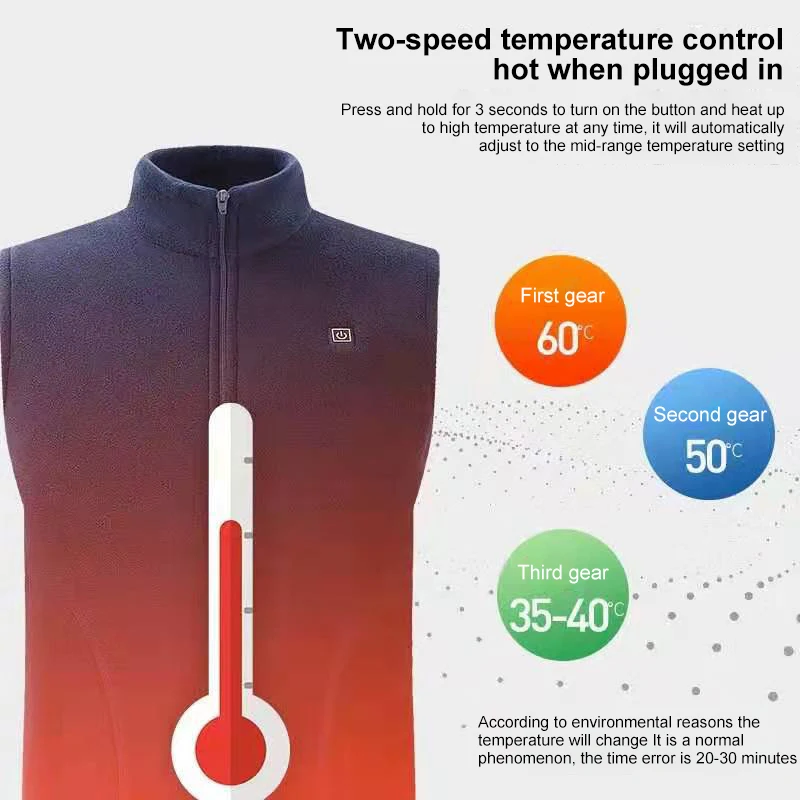 Winter Men Women Electric Warmer Heating Vest Fleece USB Smart Heated Jacket Fever Recharge Fishing Clothes Graphene P8182