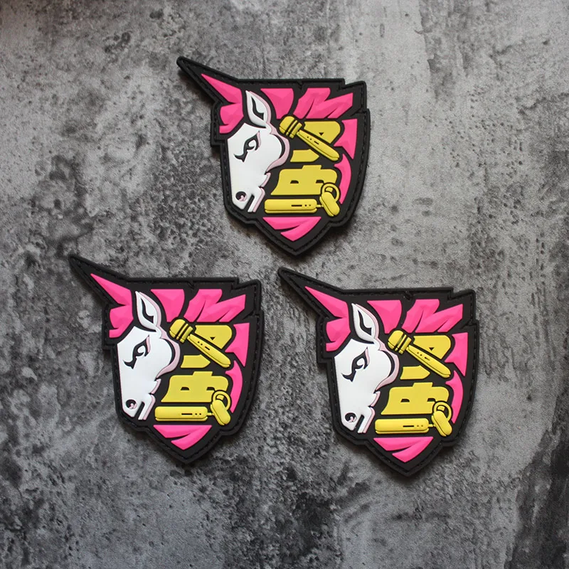 3D PVC Chinese Character Patch Funny Coquettish Horse Animal Tactical Badges for Clothes Backpack Vest Decorations