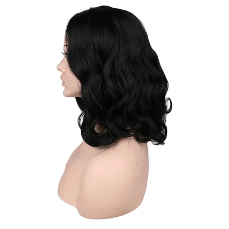 QQXCAIW Short Curly Wig For Black Women Natural Black Cosplay Party Costume Heat Resistant Synthetic Hair Wigs