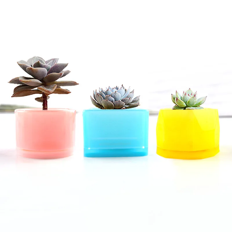 3pcs/set Storage box Silicone Mold Flower Pot Round Square Crystal Jewelry Epoxy UV Gift Box Jewelry Tools Moulds