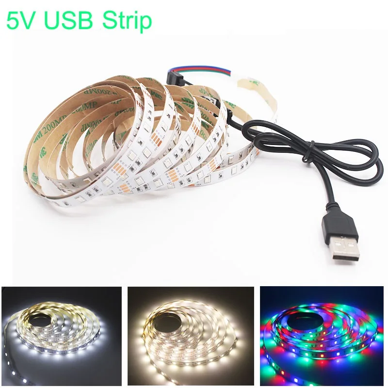 

5V USB 2835 LED Light Strips Infrared Remote Controller Decoration Lighting Ribbon Lamp For Party Bedroom RGB BackLight