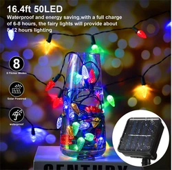 Christmas C6 Strawberry LED Light String 16.5ft/5m 50 LEDs Battery/Solar Outdoor Garden Lamps for Wedding Party Xmas Tree Decor