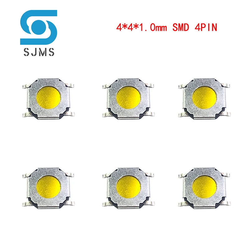 SJMS 100pcs Micro Tactile Push Button Touch Tact Waterproof Switch  4x4x1 SMD 4 Pin SMT 4*4*1.0 mm Ultra thin mini Switch