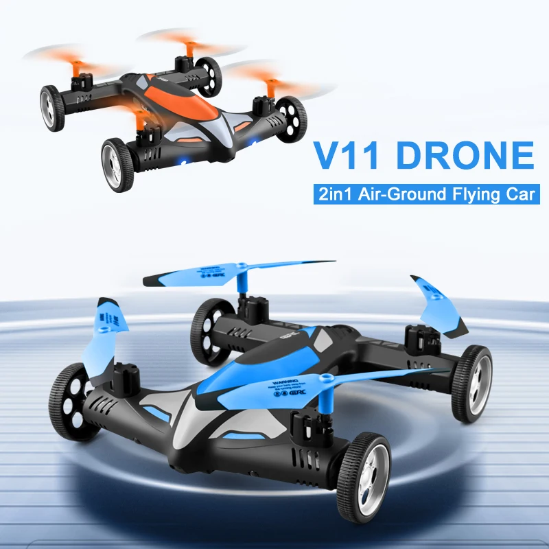 V11 New 2-in-1 2.4G Drone 4k Camera HD Air-Ground Flying Car four-axis Aircraft Rc Helicopter Toys with LED Night light