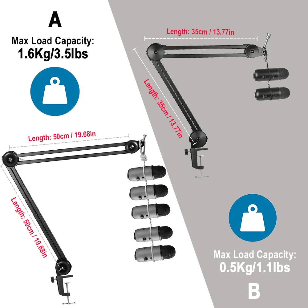 Mikrofon ramię wysięgnika stojak Heavy Duty regulowane zawieszenie podnośnik sprężynowy wbudowany mikrofon stojak na niebieski Yeti niebieski uchwyt