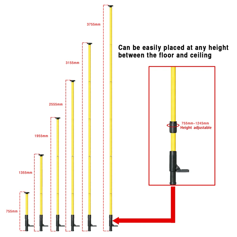 ZOKOUN 4M asta telescopica allungabile supporto per staffa supporto per montaggio a soffitto asta di livellamento per livello Laser filettato da 1/4\