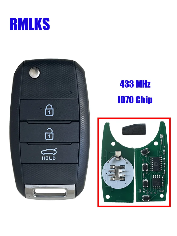 3 przycisk zdalnego składany kluczyk samochodowy 433MHZ ID46 ID70 układu dla Kia K5 Sorento Sportage 2013 2014 2015 Keyless Fob