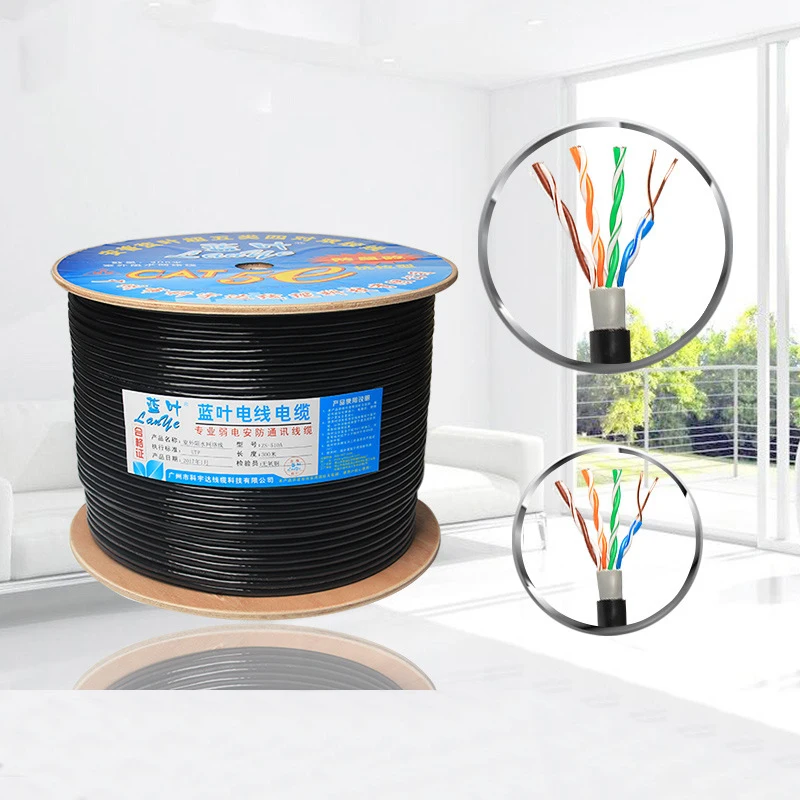 Cavo di rete esterno 100 0-40 cavo di rete con blocco dell'acqua cavo di rete in rame puro a 8 conduttori in rame puro coppia intrecciata 0.5