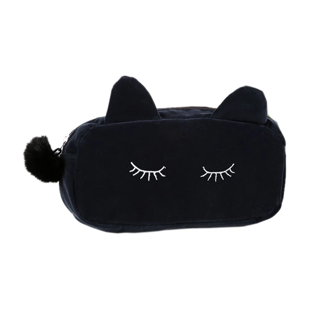 Trousse de maquillage pour femmes, nouvelle mode, Sac à cosmétiques en pièces de monnaie de chat de dessin animé mignon, Portable, stylo de toilette de voyage, pochette à fermeture éclair