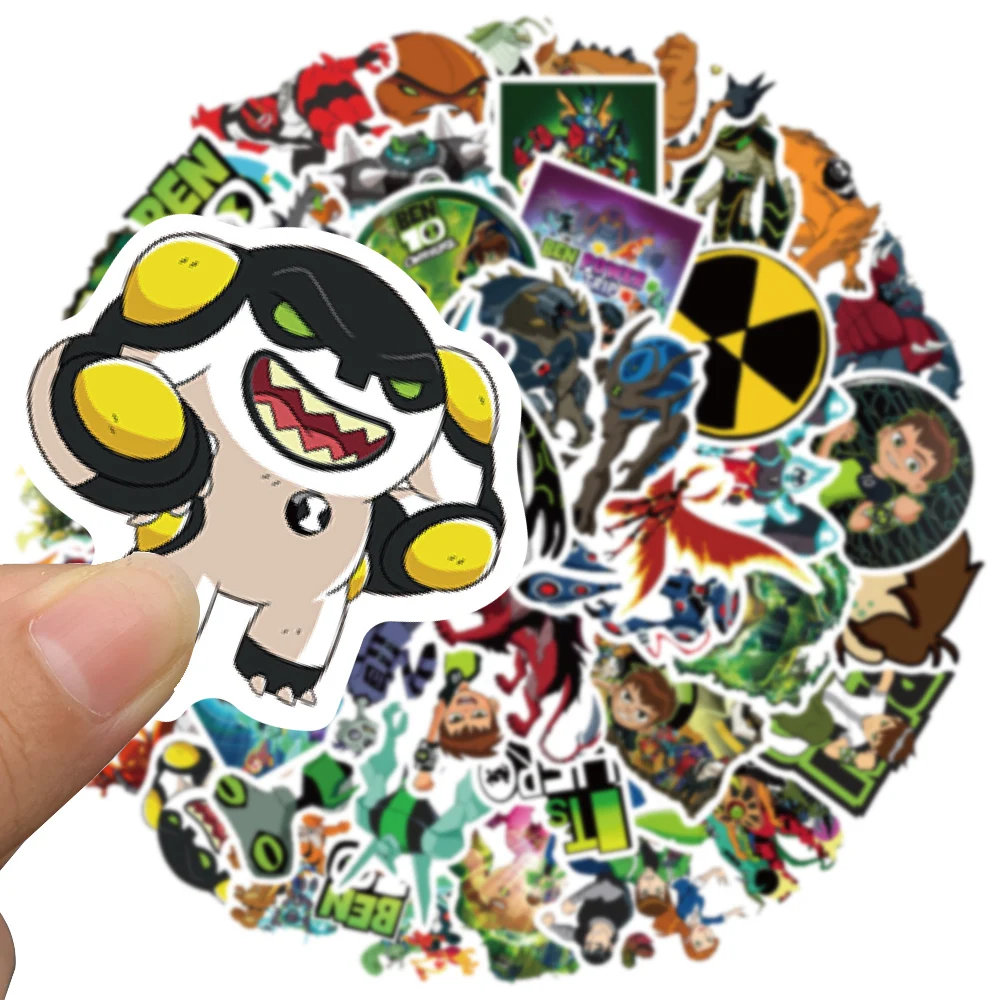 50pcs Cartoon Ben 10 Dinosaur Boy Stickers DIY Luggage Laptop Bicycle Skateboard Waterproof PVC Graffiti Children\'s Toy Stickers