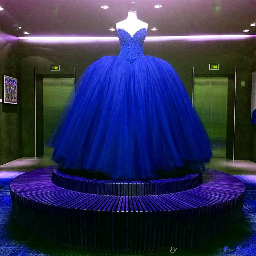 2020 abito da sposa blu Royal Sexy scollo a v senza spalline perline abito da ballo principessa nuovo per abito da sposa formale da festa