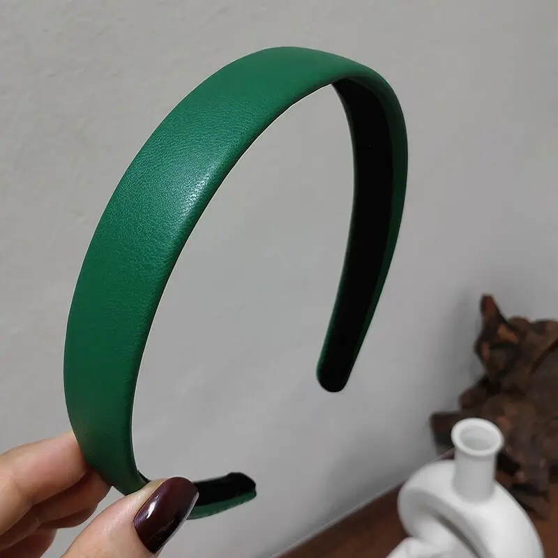 Ruoshui Vintage Pu deri Hairband katı çerçeve kore tarzı kafa kafa çember kızlar kaymaz türban moda saç aksesuarları