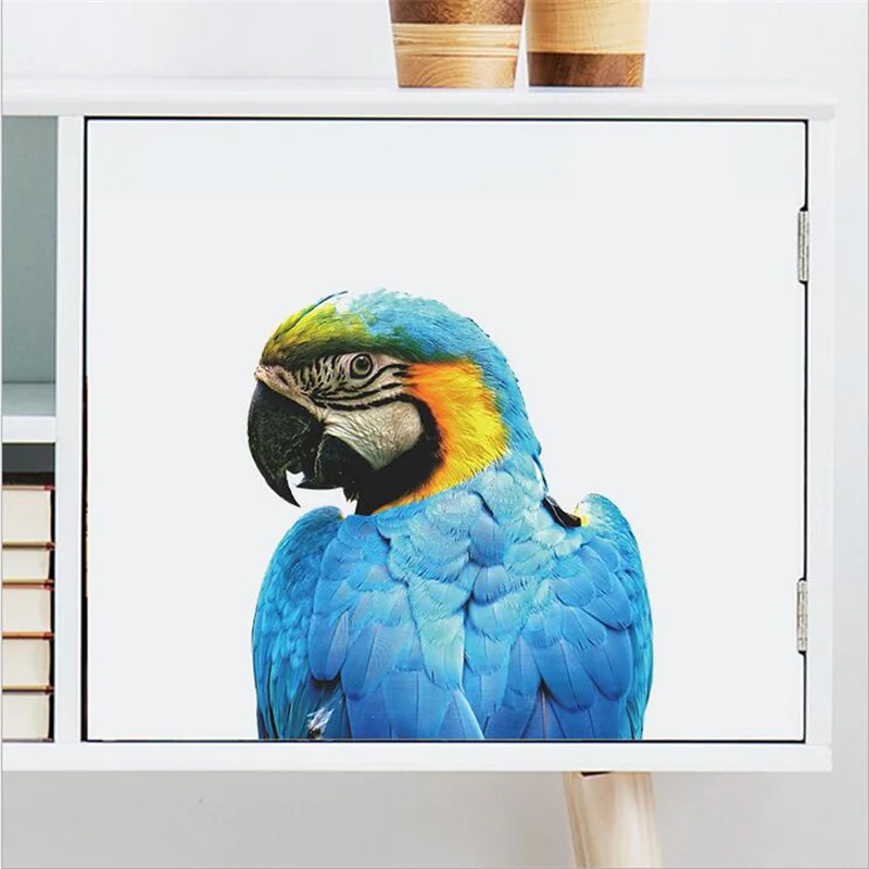 Cartoon Cute Colorful Parrot Wall Sticker For Glass Car Home Wall Background Decoration  Self-Adhesive 3D Wallpaper