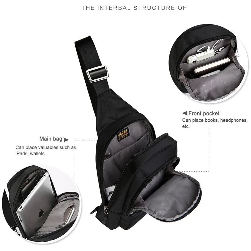 OIWAS-Bolso cruzado para hombre, de un hombro bandolera para el pecho, multifuncional, a la moda, para viaje deportivo