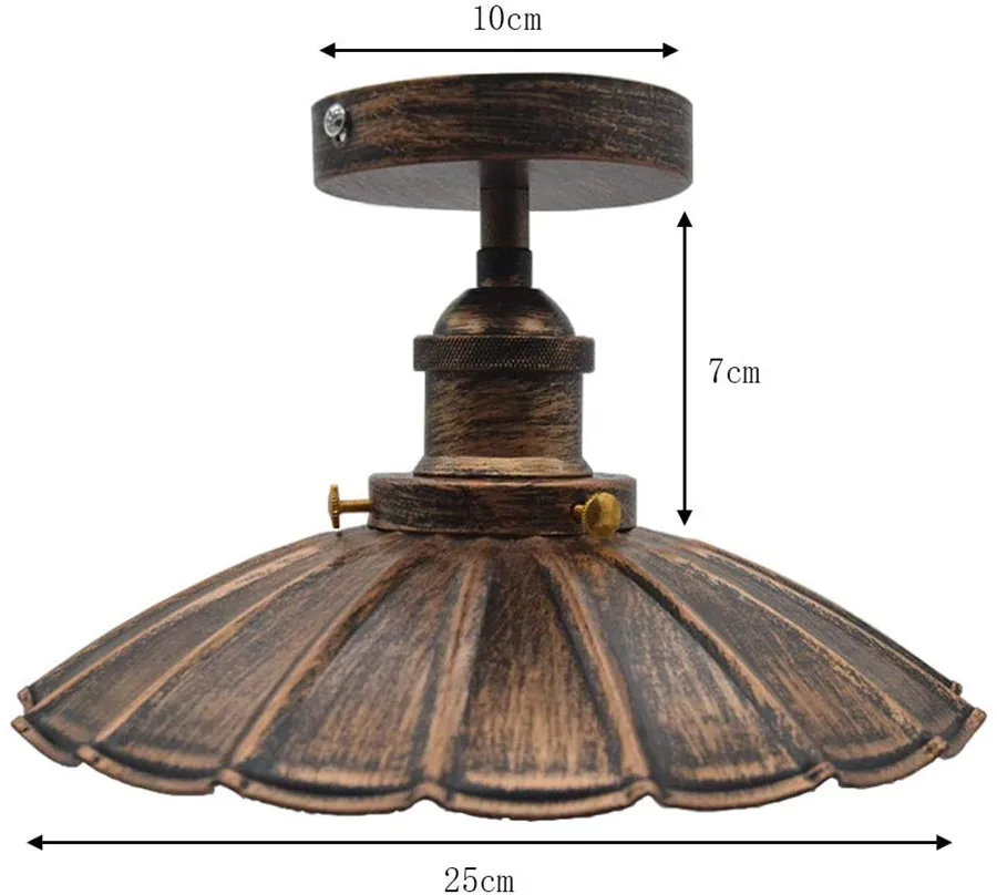 Retro E27 Loft Ceiling Light Vintage Flush Mount Industrial LED Ceiling Lamp Shade for Home Bar Cafe Shop Lighting Fixture