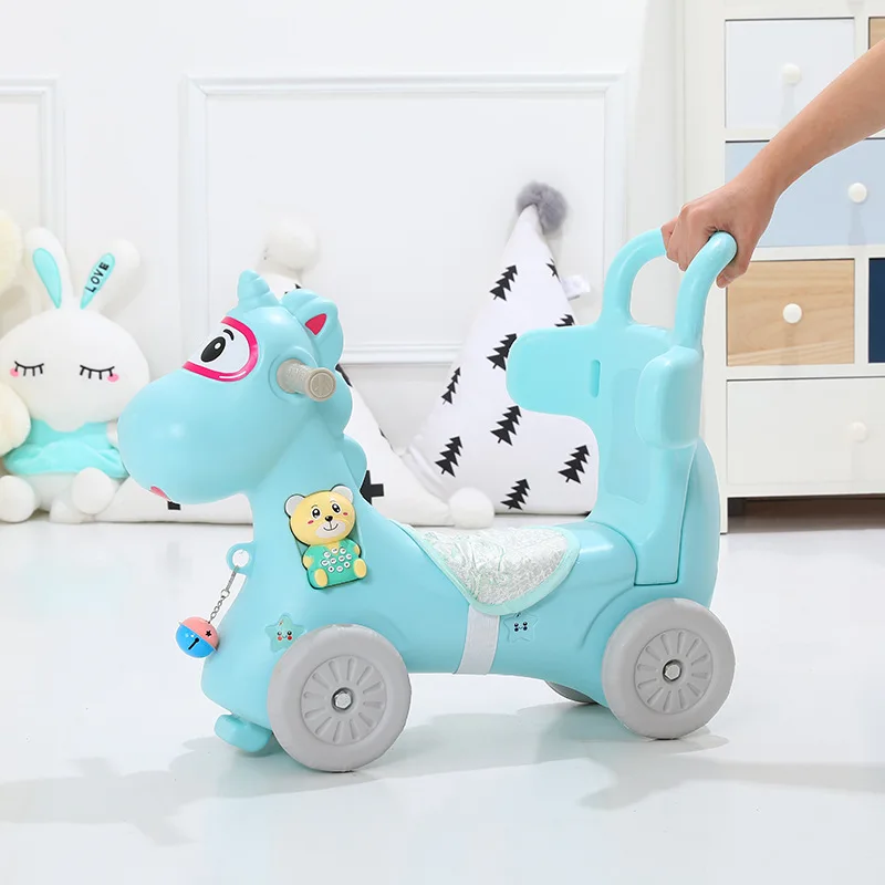 Indoor Sport Baby Rocking Horse Indoor Outdoor Toys Child Rocking Toys Riding Horse Trolley Shake Rocker Birthday Gift For Baby