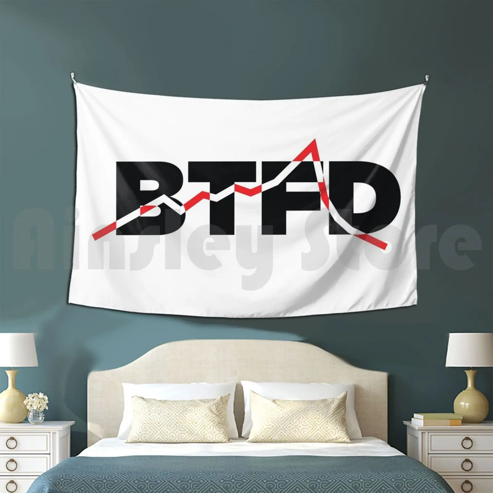 Btfd Tapestry Background Wall Hanging Btfd Stock Market Memes Bitcoin Bear Bull Day Trading