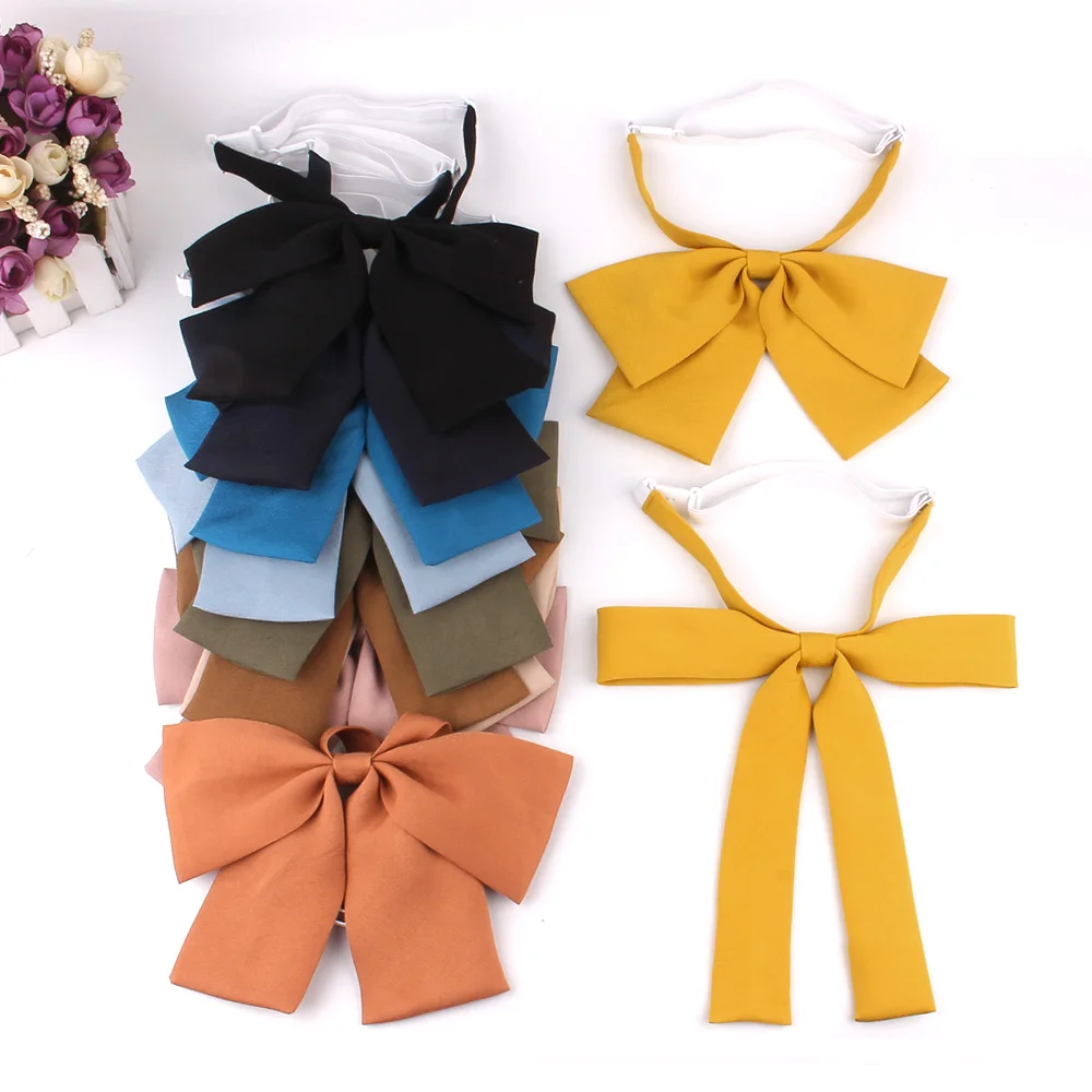 Ladies Oversize Bowtie Casual Bow tie For Women Uniform Collar Butterf Bowknot Adult Solid Bow Ties Cravats Cotton Girls Bowties