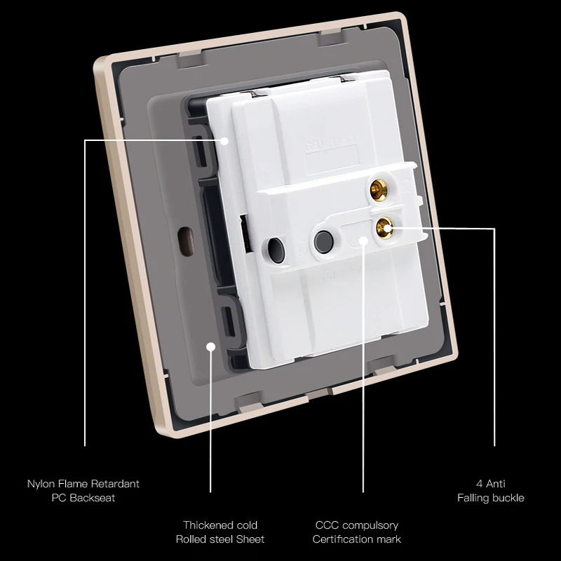1 2 3 4 Gang 1 Way 2 Way LED Random Click Switch Mirror Acrylic Household Stainless Steel Brushed Panel Light Switch EU Socket
