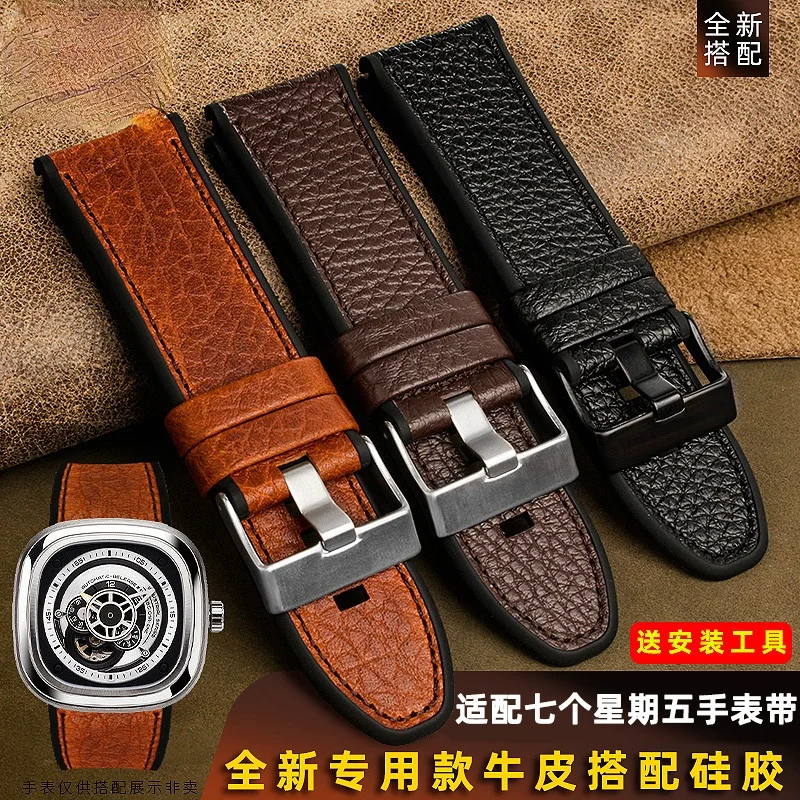 For Seven Fridaies DIESEL New Patch Silicone Watch Strap M2/02 P1B/01 Leather Bracelet 28mm