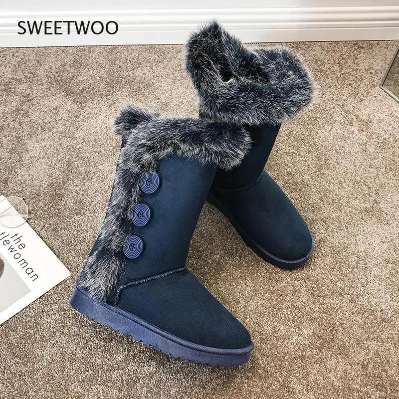 2021 Women Boots platform Winter Shoes Women Snow Boots Keep Warm Mid Calf Winter Boots Women Faux Fur